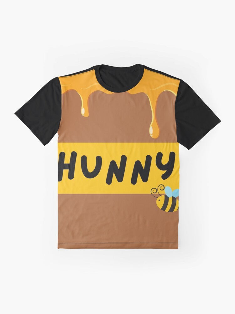 Winnie the Pooh standing in a Hunny Pot on a Disney inspired graphic t-shirt - Flat lay