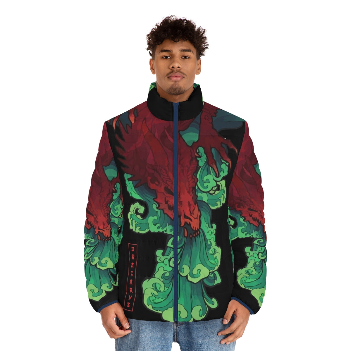 Dracarys Japanese Puffer Jacket, featuring Game of Thrones inspired design - men front