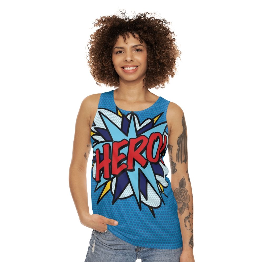 Retro hero comic book pop art unisex tank top - women