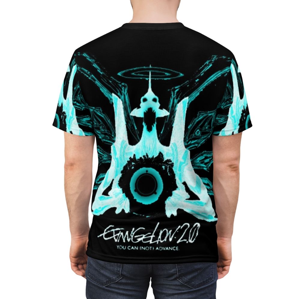 Evangelion T-shirt featuring a bold angel logo design inspired by the iconic anime series. - men back