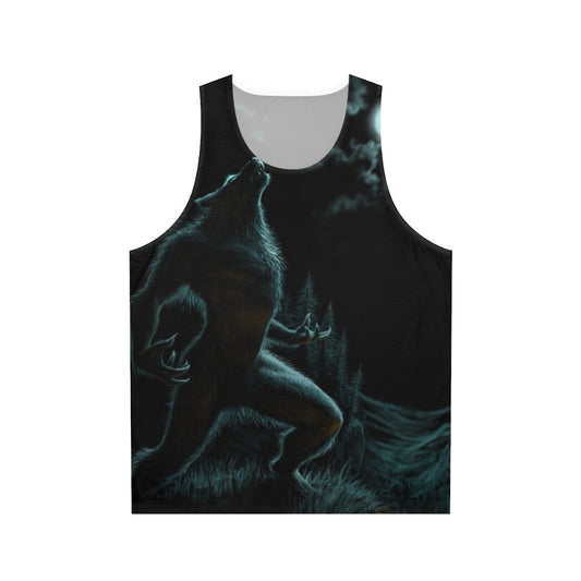 Howling werewolf unisex horror tank top