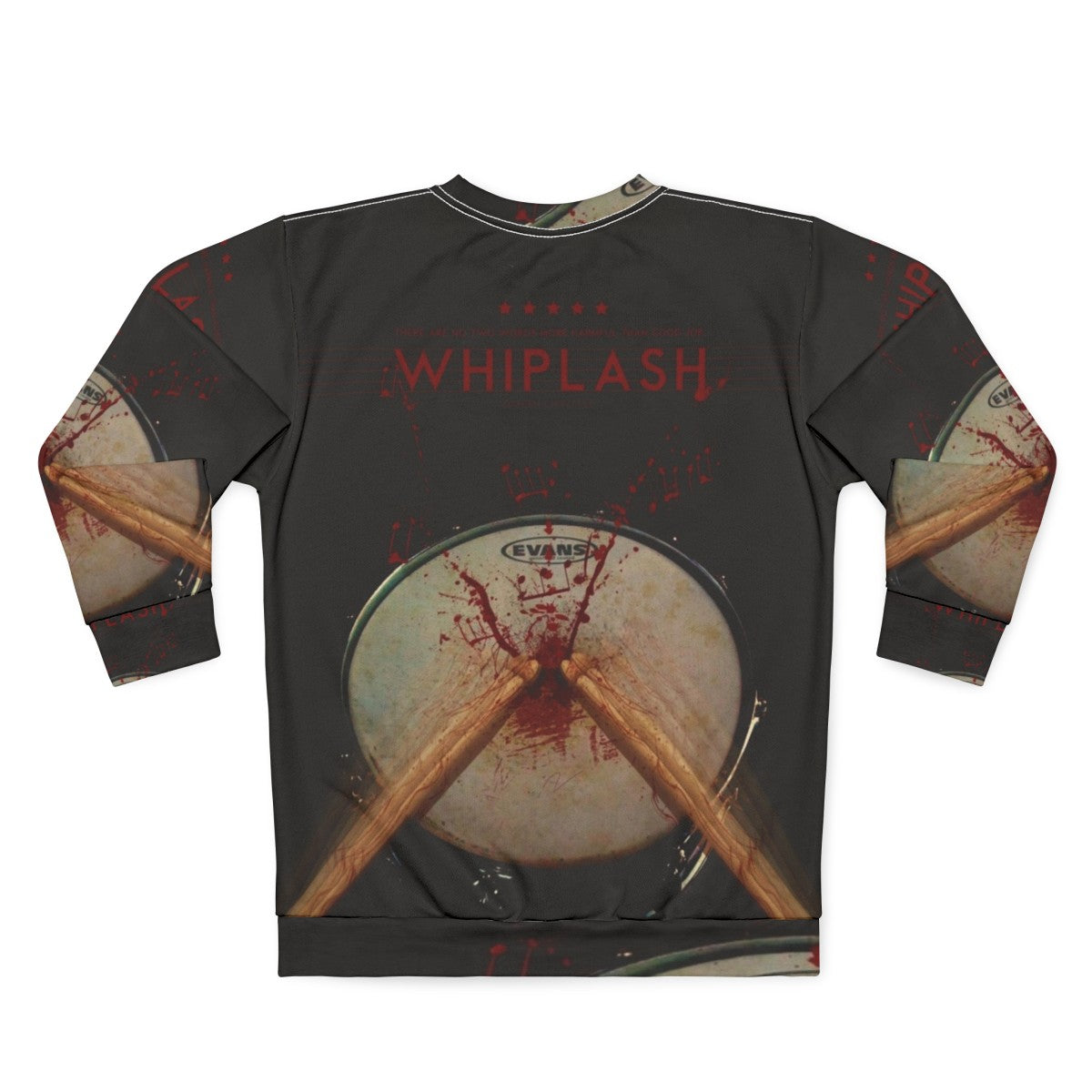 Whiplash movie inspired sweatshirt featuring musical and cinematic elements - Back