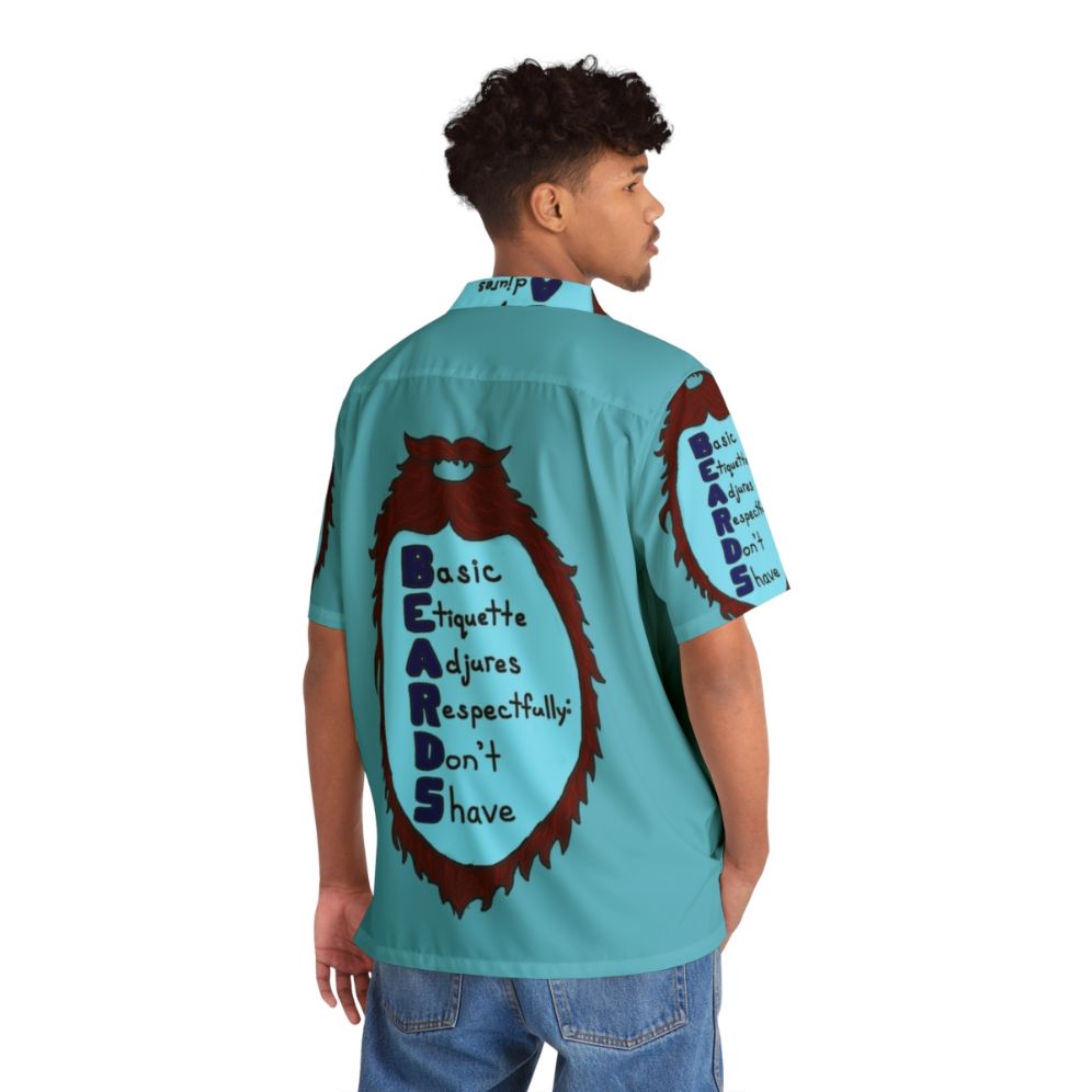 A Hawaiian shirt with a beard acrostic design - People Back