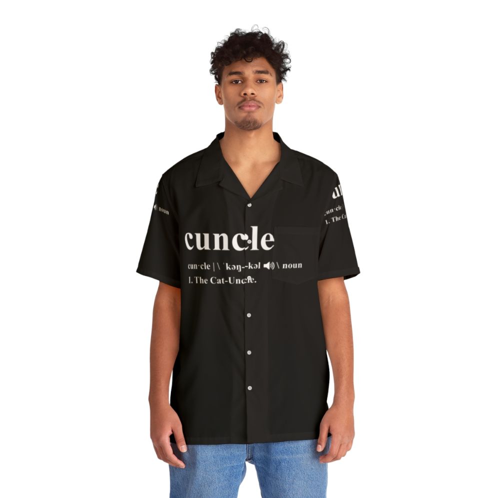 Hilarious Cat Uncle "Cuncle" Hawaiian Shirt - People Front