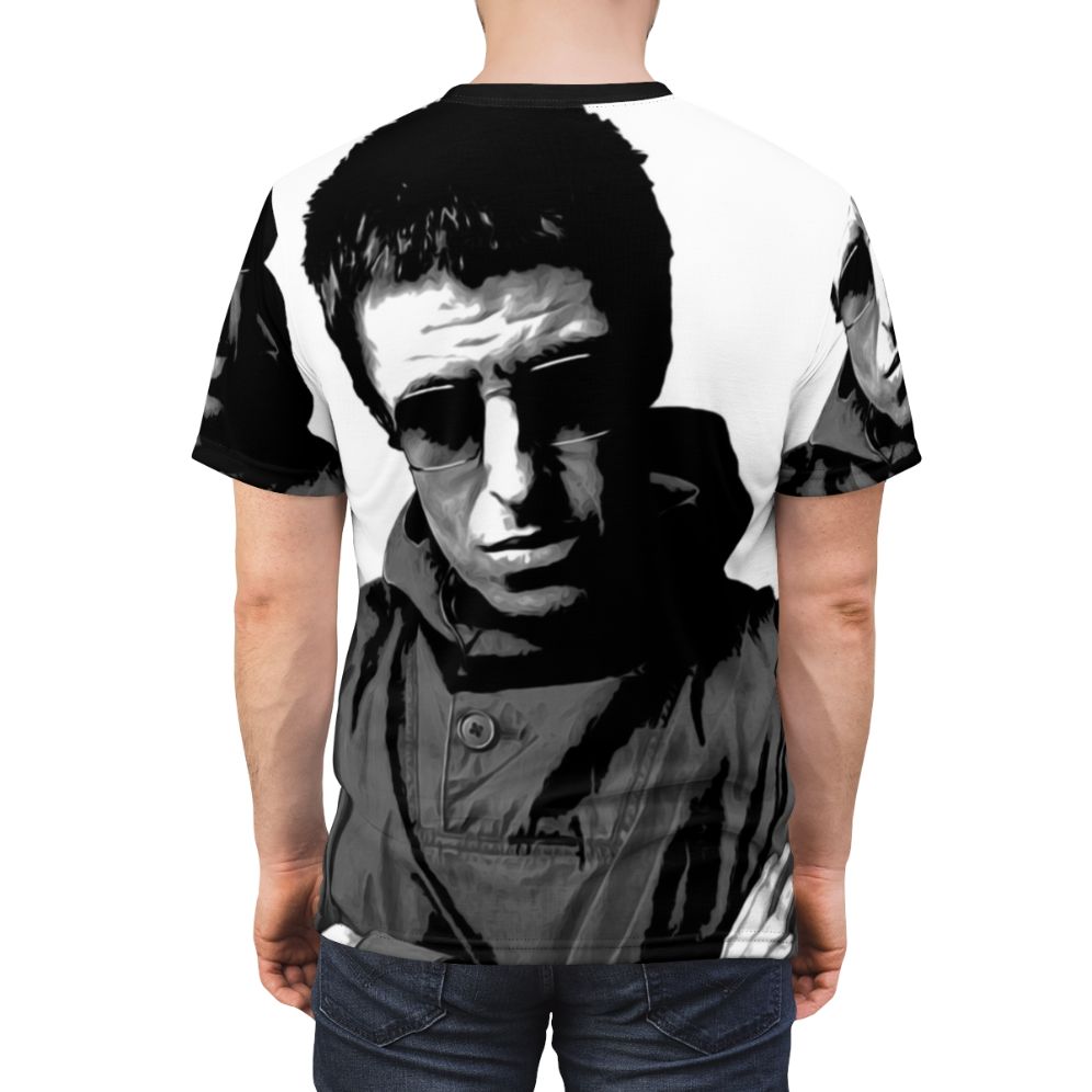 Liam Gallagher Inspired T-shirt featuring a colorful all-over print design - men back