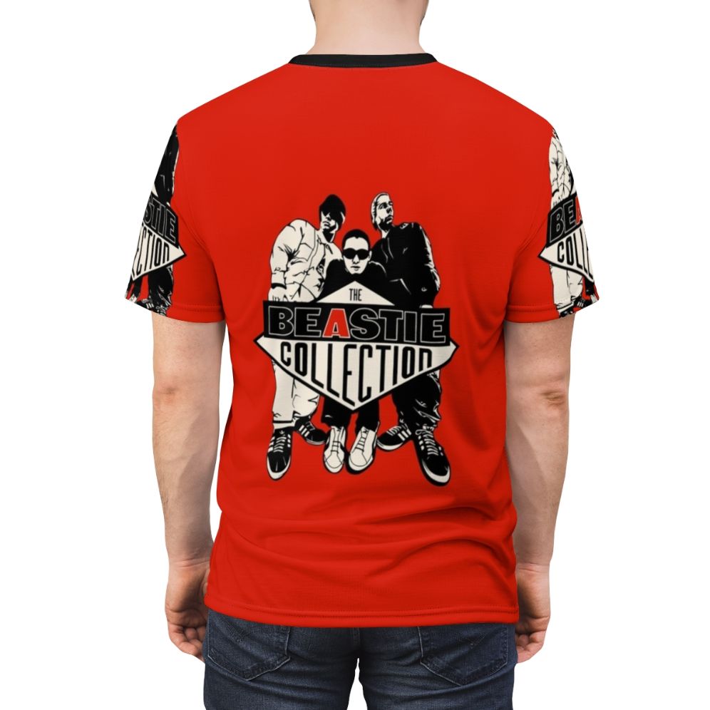 Alternative red t-shirt with a bold skull and ghost design, perfect for fans of punk rock, horror, and British music. - men back