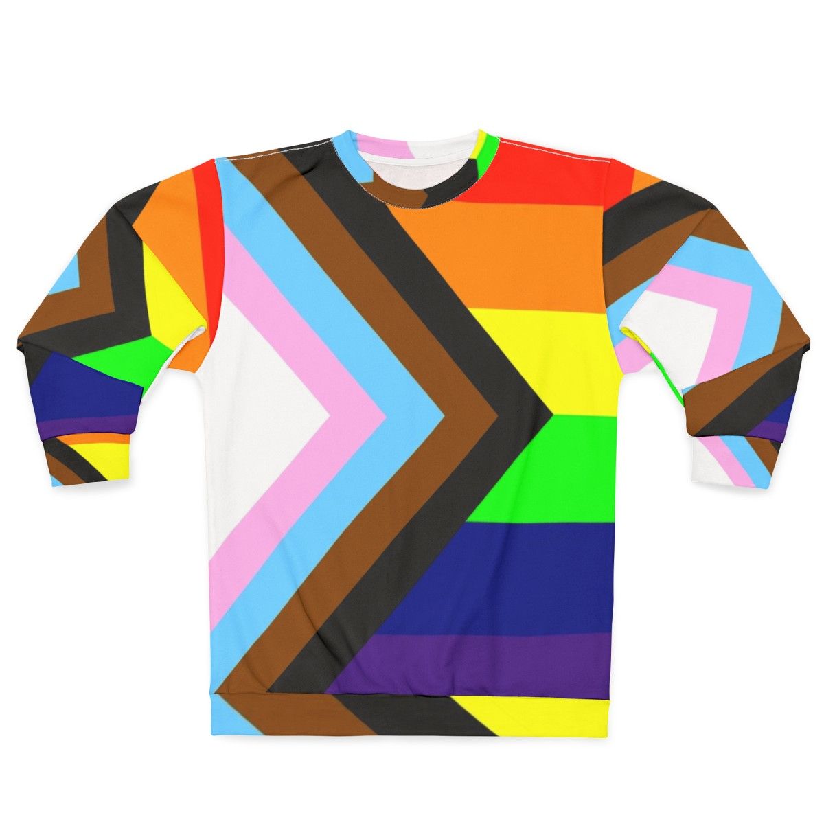 Inclusive Progress Pride Flag Sweatshirt with Rainbow Colors