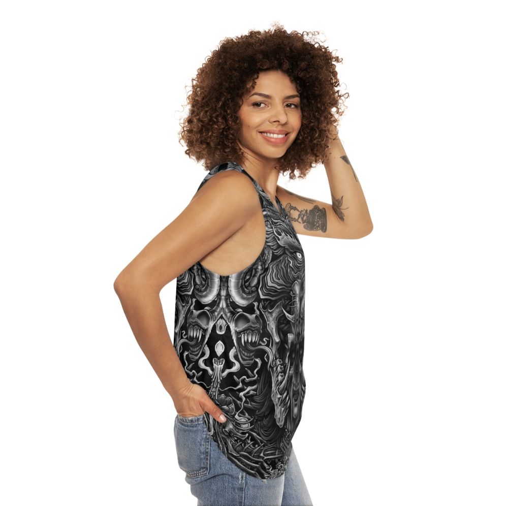 Winya No 129 Unisex Tank Top in Dark Gothic Fashion - women side