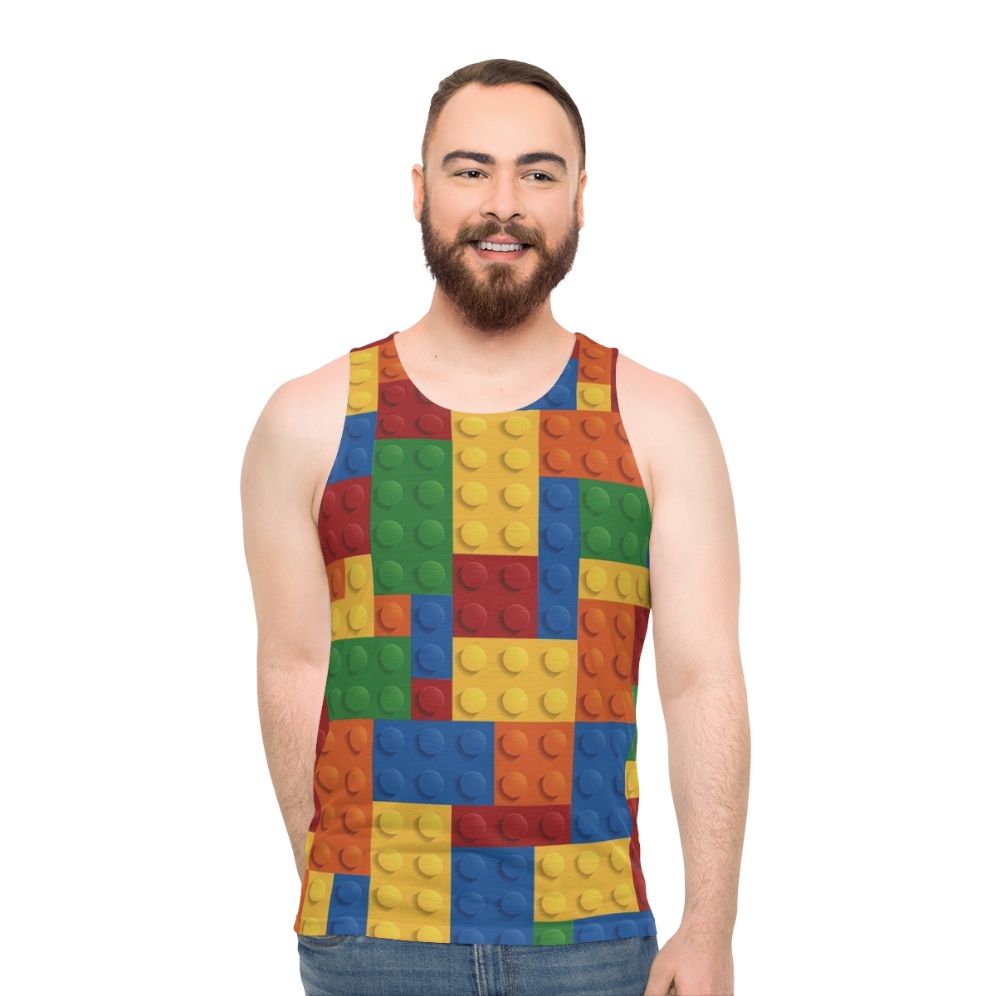 Minimalist block pattern unisex tank top - men