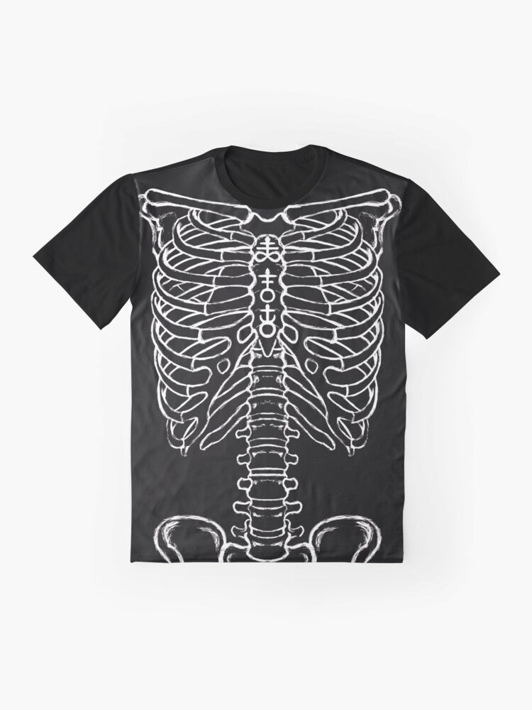 Skeleton graphic t-shirt with a detailed rib cage design - Flat lay