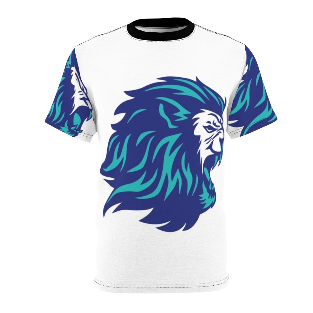 Blue lion graphic on a high-quality t-shirt