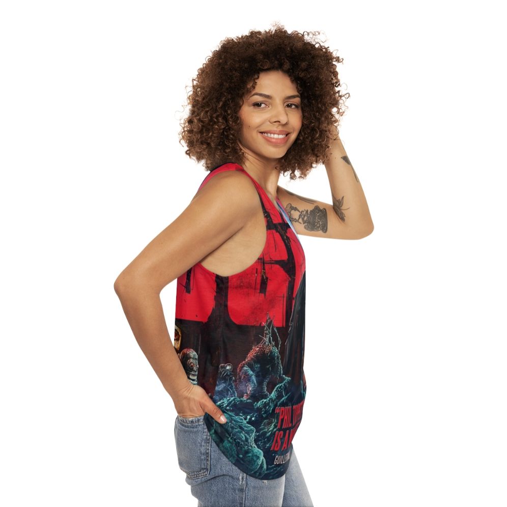 Unisex tank top featuring Mad God movie poster design - women side