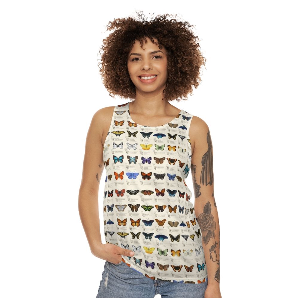 Butterflies Of North America unisex tank top with nature and science graphic design - women