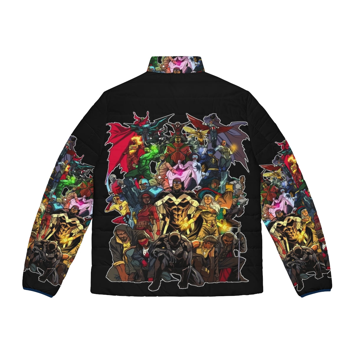 Puffer jacket featuring heroes of color and afrocentric designs - Back