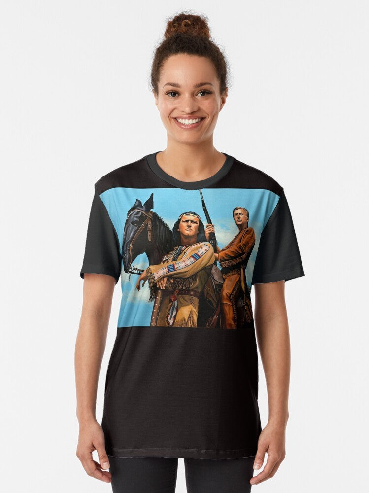 Winnetou and Old Shatterhand painting classic graphic t-shirt - Women