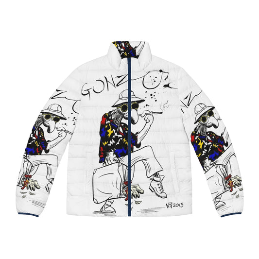 Gonzo Fear and Loathing in Las Vegas inspired puffer jacket with psychedelic pop art design