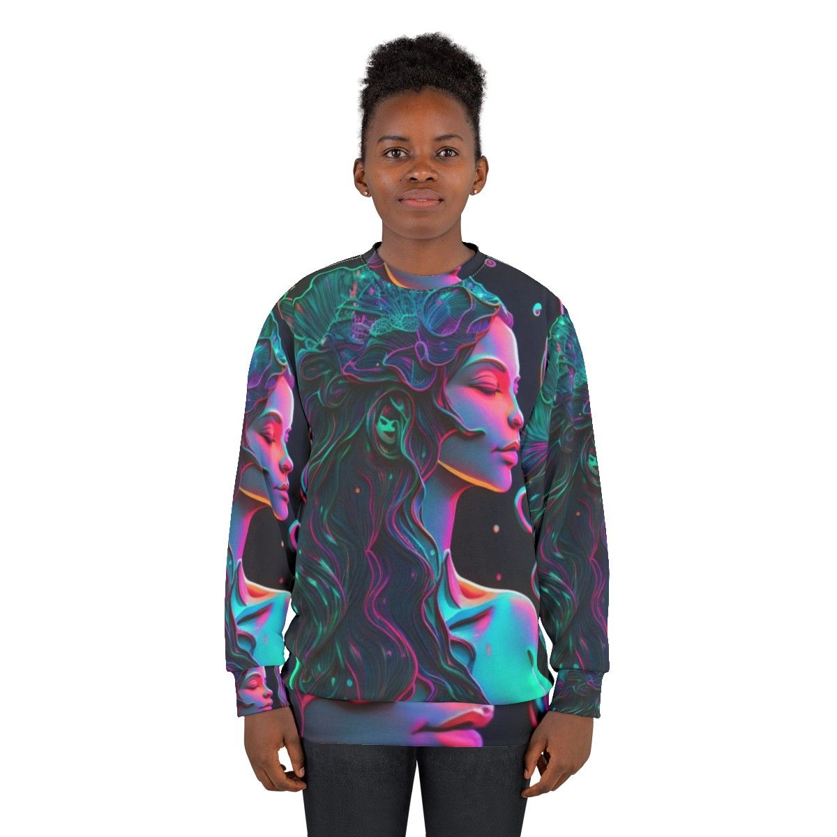 Mythical sea creature sweatshirt with fantasy design - women