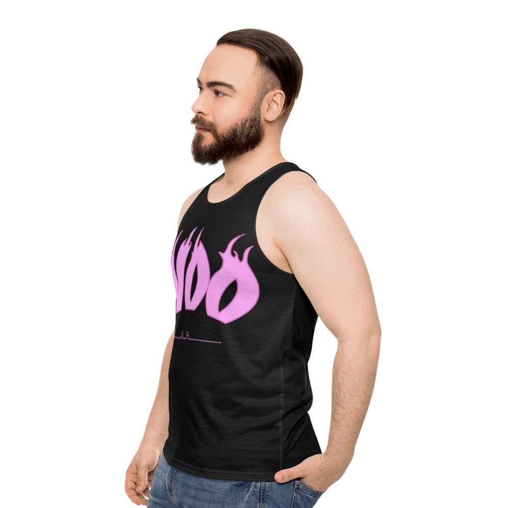 Unisex tank top with music-inspired pop art design - men side