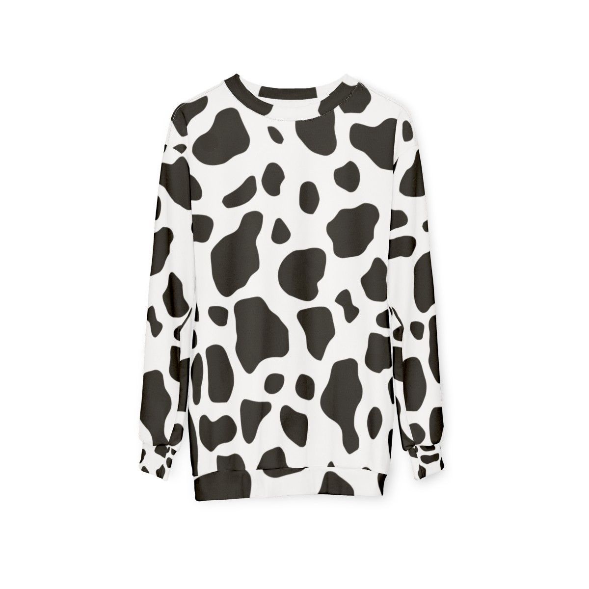 Cow print sweatshirt with a cozy, casual design - hanging