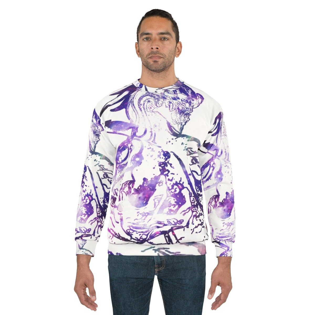 Aurelion Sol Galaxy Sweatshirt with Cosmic Star Pattern - men