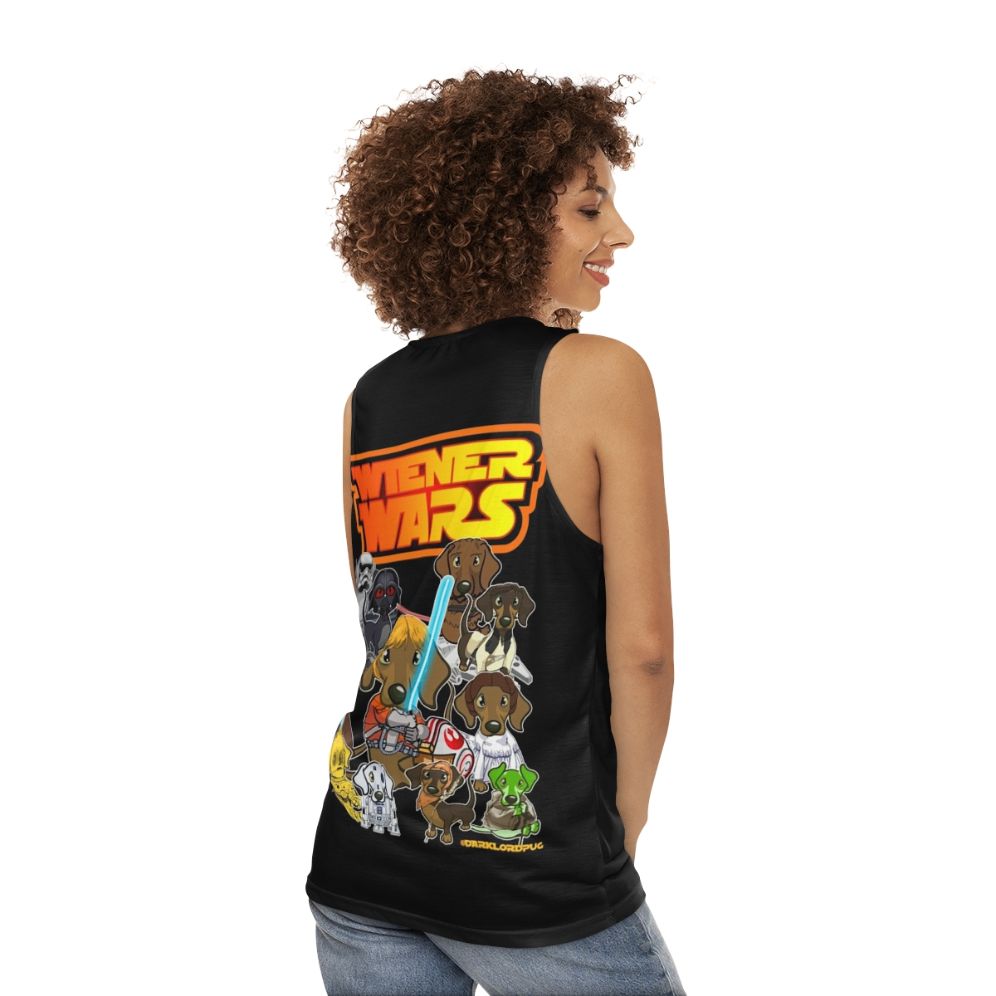 Dachshund "Wiener Dog Wars" Unisex Tank Top - women back