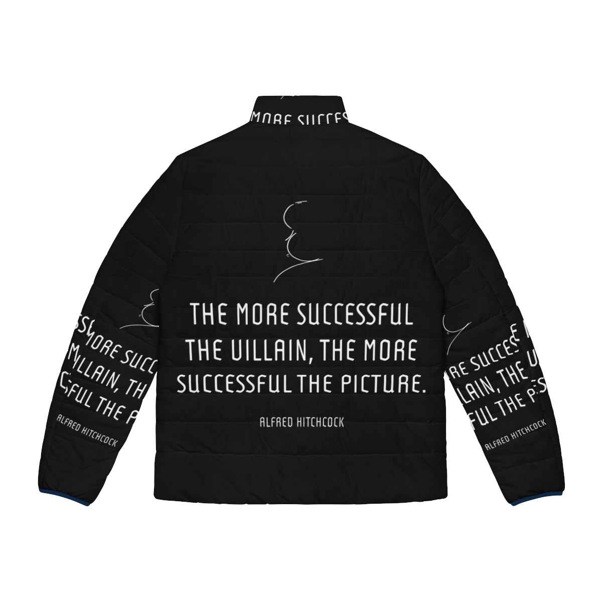 Alfred Hitchcock Villain Quote Puffer Jacket - Back