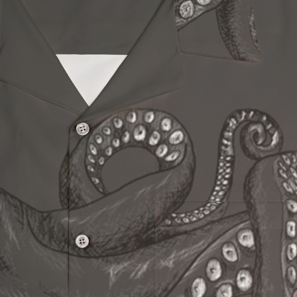 Realistic octopus two tone Hawaiian shirt - Detail