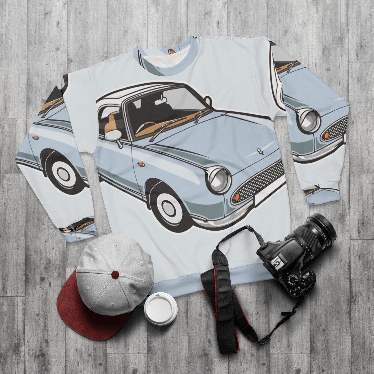 Nissan Figaro Pale Aqua Sweatshirt - flat lay