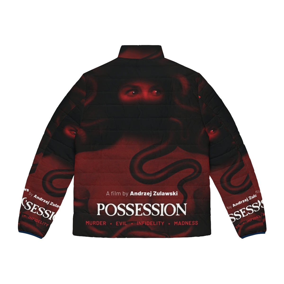 Possession 1981 horror movie cult classic puffer jacket with alternative poster art - Back