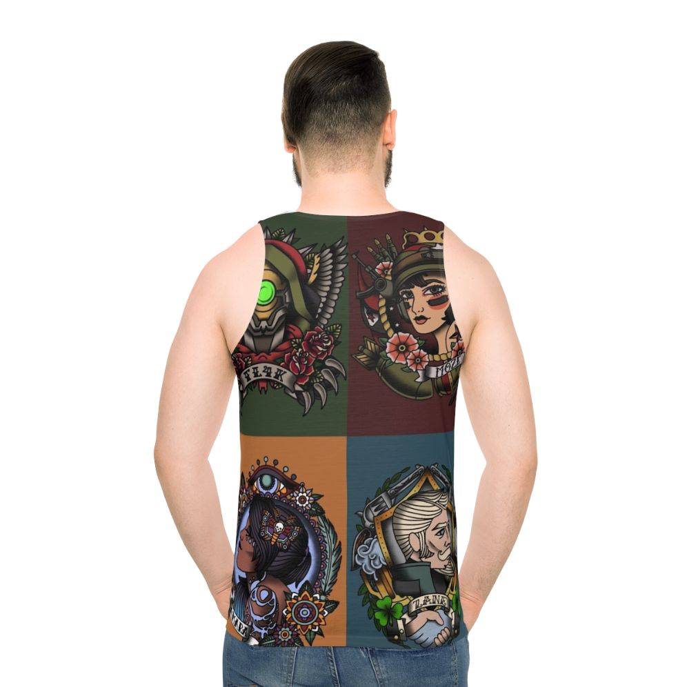 Borderlands 3 Vintage Tattoo Style Unisex Tank Top - men back