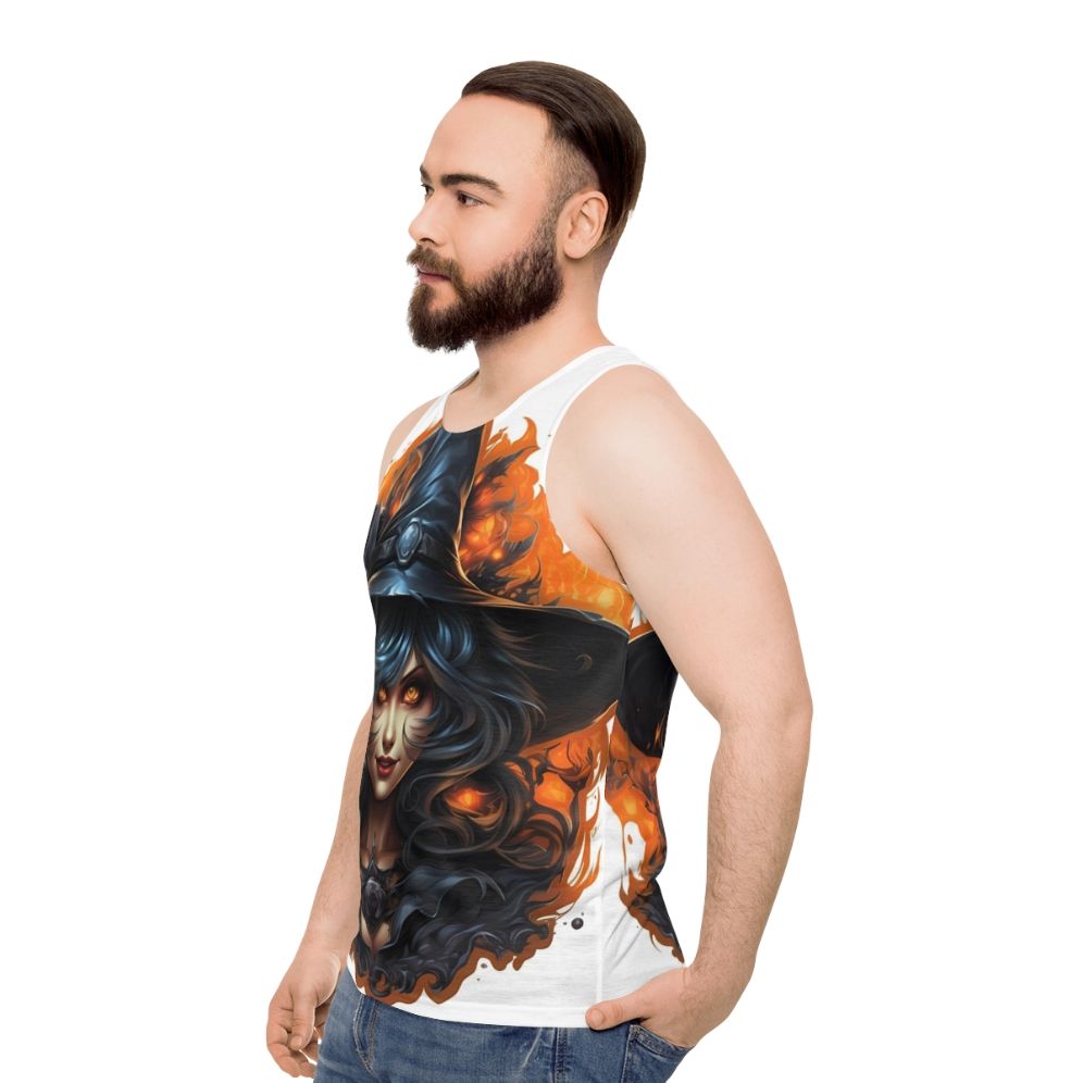 Creepy witch Halloween unisex tank top - men side