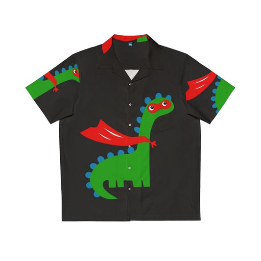 Dinosaur Superhero Hawaiian Shirt with Bold Graphics and Vibrant Colors