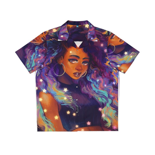 Galactic Nebula Hawaiian Shirt with Vibrant Galaxy Print by Black Artist