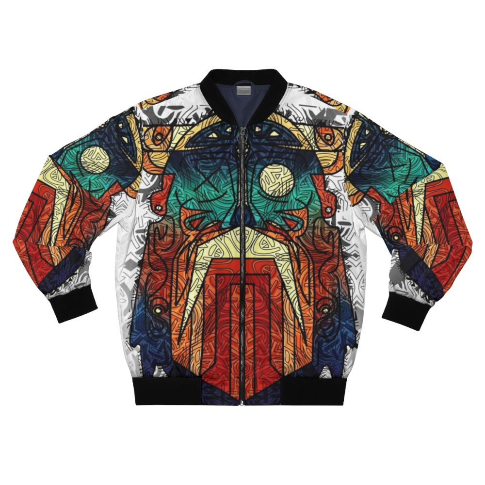 Odin Viking Ornament Bomber Jacket with Geometric Patterns