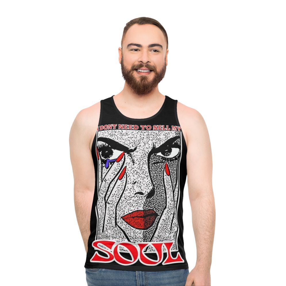 Unisex tank top with "I Don't Need to Sell My Soul" quote - men