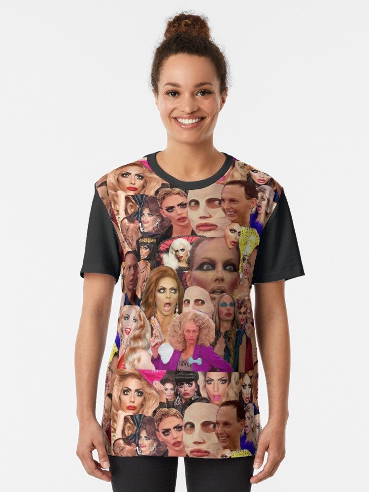 Alyssa Edwards pop art collage graphic t-shirt with drag queen, drag race, and RPDR elements - Women