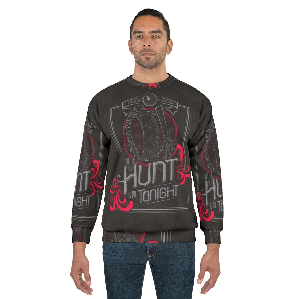 "The Hunt" Sweatshirt featuring gothic horror game-inspired design - men