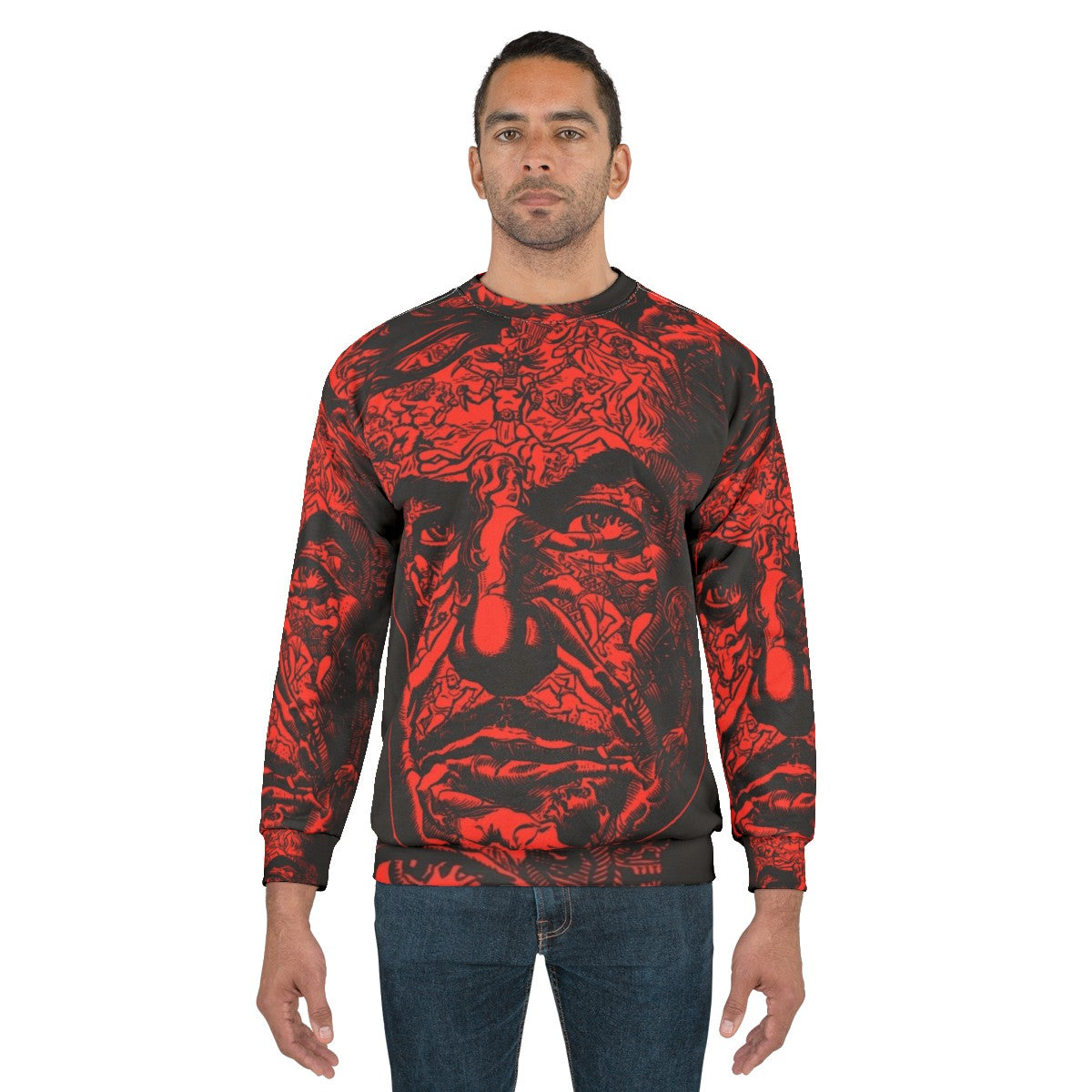 Red death sweatshirt featuring edgar allan poe's classic horror story - men