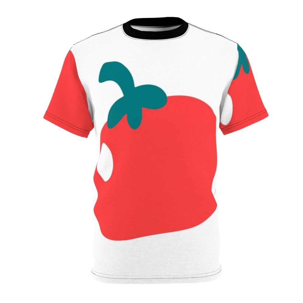 Colorful fruit-inspired artistic pattern printed on a high-quality t-shirt