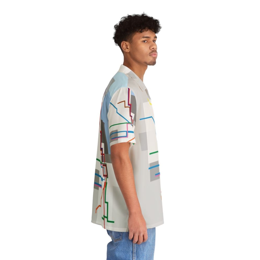 Chicago Transit Map Lake Hawaiian Shirt with City Skyline - People Pight