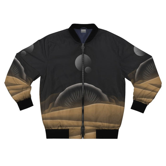 Dune Arrakis Bomber Jacket featuring the iconic desert planet and sandworm design