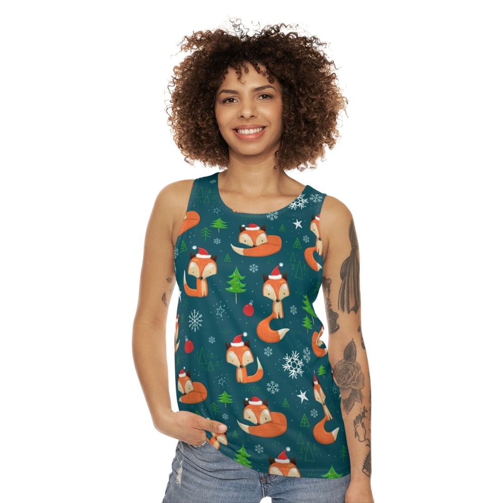 Cozy Winter Fox Christmas Holiday Unisex Tank Top - women