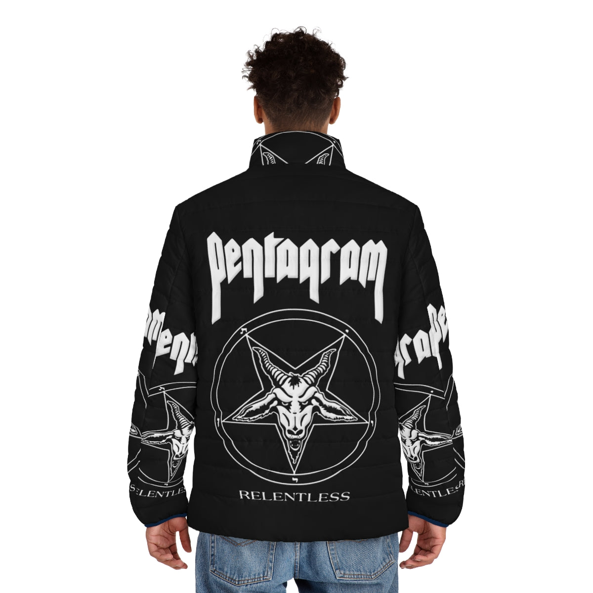 Pentagram Relentless Puffer Jacket featuring the iconic pentagram logo - men back