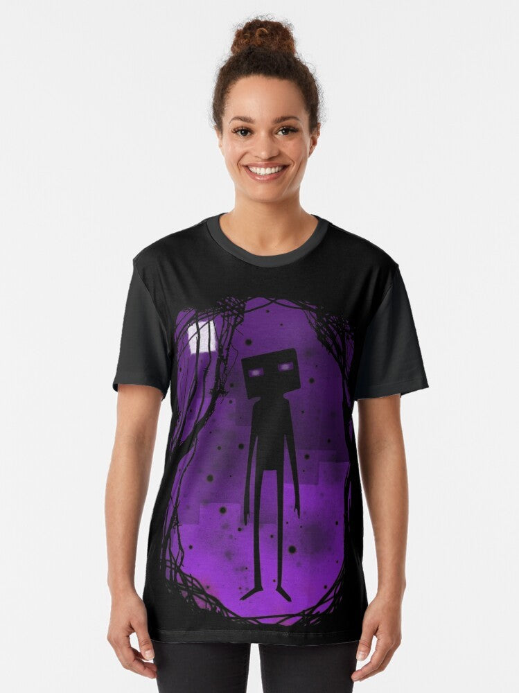 Minimalist graphic t-shirt featuring an Enderman from the video game Minecraft - Women