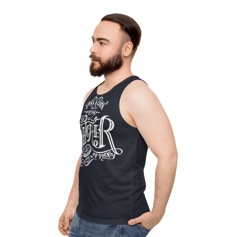 Toss A Coin To Your Witcher Unisex Black & White Tank Top - men side