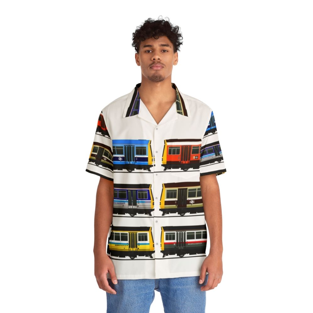 BR Pacer Trains Hawaiian Shirt featuring a diesel locomotive design - People Front