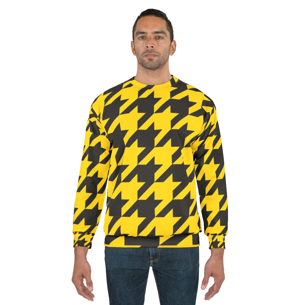 Oversized black and yellow houndstooth sweatshirt - men