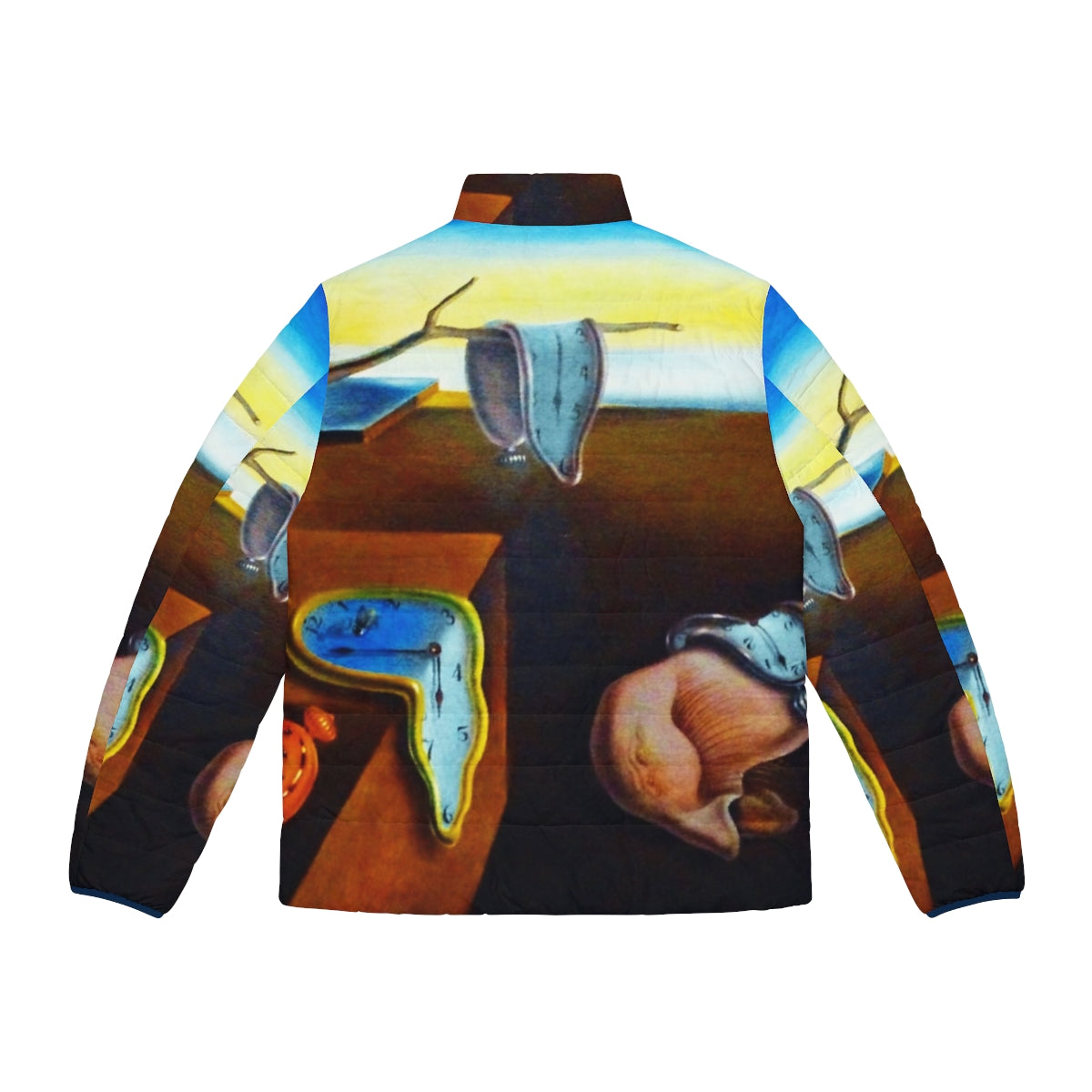 Salvador Dali's iconic 'The Persistence of Memory' painting featured on a cozy puffer jacket - Back