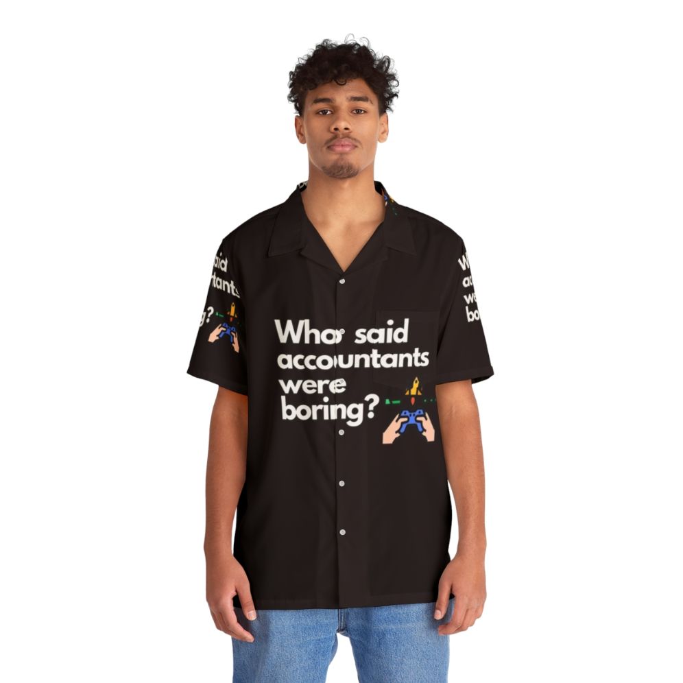 Hawaiian-style shirt with "Who Said Accountants Were Boring" print - People Front