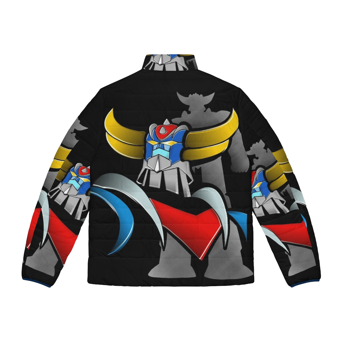 Vintage Goldorak Grendizer Puffer Jacket featuring retro anime mecha design - Back